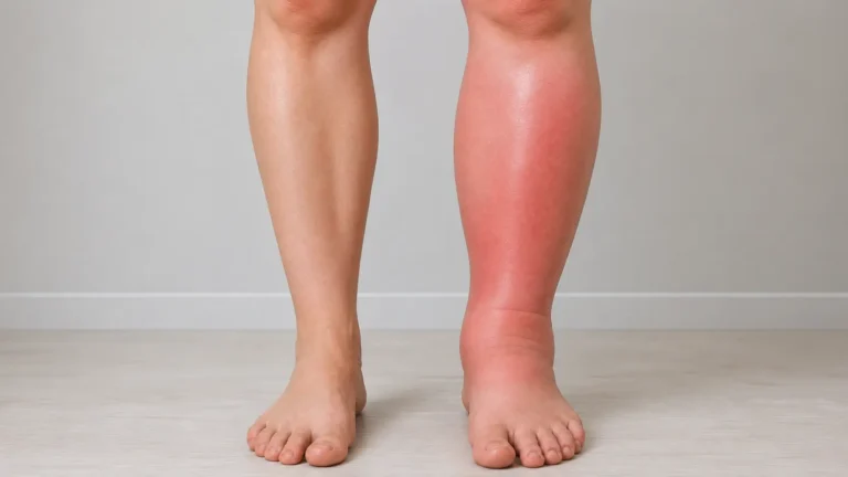 Cankle pictures comparing a normal calf to a swollen, red cankle
